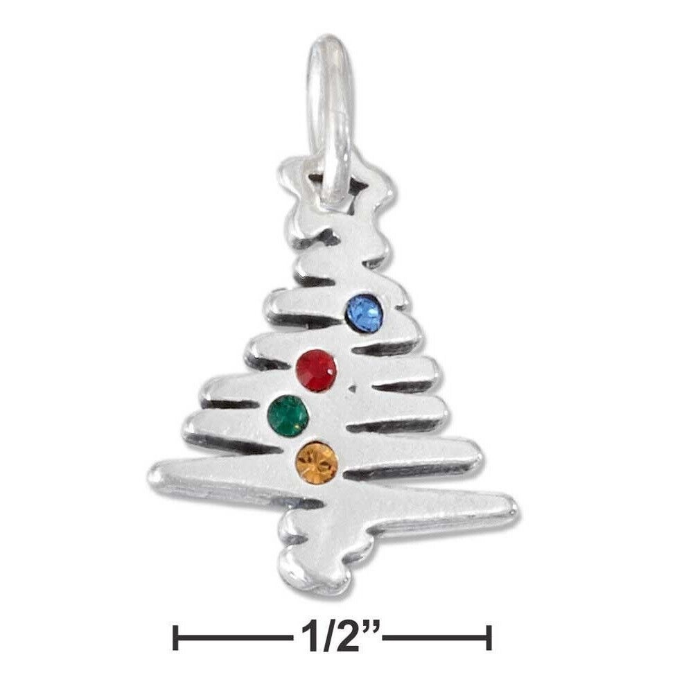 Christmas Tree SS Charm Necklace Swarovski Crystal Ornaments